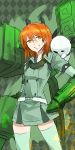  1girl akame_ga_kill! belt cyborg dog hekatonkheires huge_weapon missile official_art orange_eyes orange_hair scarf seryu_ubiquitous smile square_enix tashiro_tetsuya weapon white_legwear 