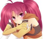  1girl blush boots breasts elbow_gloves gloves long_hair midriff nanaly_fletch redhead tales_of_(series) tales_of_destiny_2 thigh_boots twintails violet_eyes 