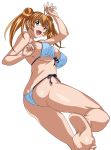  00s 1girl ass bare_shoulders bikini blonde_hair blue_eyes breasts butt_crack dimples_of_venus erect_nipples fang ikkitousen large_breasts long_hair looking_at_viewer open_mouth smile solo sonsaku_hakufu swimsuit tied_hair twintails under_boob 