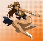  1girl alternate_costume black_dress breasts brown_hair capcom chun-li cleavage dress qipao solo street_fighter street_fighter_v xugashi 