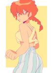  1girl boxers braid female genderswap looking_back machi_(mctri) matching_hair/eyes orange_eyes orange_hair ranma-chan ranma_1/2 saotome_ranma single_braid solo underwear 