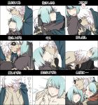  armor belka_(fire_emblem_if) blue_hair blush breasts carrying cloak closed_eyes couple dark_skin eponine_(fire_emblem_if) eyepatch family father_and_daughter fire_emblem fire_emblem_if gloves grey_eyes headband heart hug kiss nude open_mouth short_hair white_hair zero_(fire_emblem_if) 