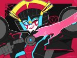  autobot blue_eyes lipstick makeup mecha_girl sword transformers windblade_(transformers) wink 