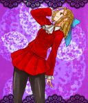  1girl blonde_hair bow capcom frogcage hair_bow kanzuki_karin solo street_fighter street_fighter_v 