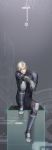  1boy armor closed_eyes knoma male_focus metal_gear_(series) multiple_boys nonoma raiden resting short_hair sitting solo white_hair 