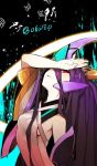 1girl arc_system_works bare_shoulders blazblue blazblue:_central_fiction breasts detached_sleeves hades_izanami long_hair looking_at_viewer mikado_(blazblue) purple_hair red_eyes smile solo very_long_hair 