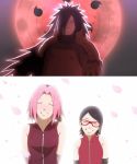  1boy 2girls haruno_sakura multiple_girls naruto tagme uchiha_madara uchiha_sarada 