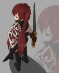  1girl armor belt black_eyes boots fire_emblem fire_emblem_if gloves long_hair luna_(fire_emblem_if) redhead twintails weapon 