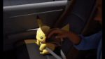  3d animated animated_gif car detective_pikachu ground_vehicle hat human motor_vehicle open_mouth pikachu pokemon smile 