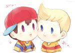  2boys black_hair blonde_hair lucas mother_(series) multiple_boys ness nintendo short_hair 