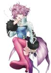  1girl boots breasts dagger earrings fur harold_berselius jewelry open_mouth pink_hair short_hair tales_of_(series) tales_of_destiny_2 thigh_boots violet_eyes weapon 