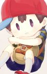  1boy backpack bag black_hair hat mother_(series) ness nintendo short_hair solo 