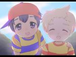  2boys black_hair blonde_hair lucas mother_(series) multiple_boys ness nintendo short_hair 