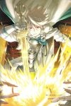  1boy alternate_costume armor aura cape fire_emblem fire_emblem_cipher fire_emblem_if glowing glowing_weapon looking_at_viewer male_focus my_unit_(fire_emblem_if) nintendo official_art pointy_ears red_eyes scan silver_hair solo spiky_hair sword 