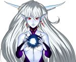  1girl android avenger_(android) blue_skin breasts castle_of_shadows castlevania death_(castlevania) energy genderswap monster_girl red_eyes sisyphus_(castle_of_shadows) 