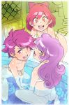  3girls apple_bloom ass bikini child highres looking_at_viewer maniacpaint multiple_girls my_little_pony my_little_pony_friendship_is_magic open_mouth partially_submerged pink_hair pool purple_hair scootaloo sweetie_belle swimsuit 