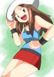  blue_(pokemon) brown_eyes brown_hair hainchu hat nintendo pokemon skirt 