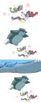  anonkyun falling mei_(pokemon) oshawott pokemon pokemon_(game) snivy snorlax star tagme tepig wailord white_background 