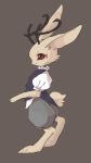 androgynous artist_request brown_eyes full_body furry jackalope simple_background solo tagme 