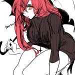  1girl breasts hair_over_one_eye high_heels kinako_(marubotan) long_hair parasoul_(skullgirls) redhead skullgirls solo sweater umbrella 