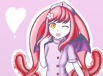  bat_wings ebola-chan flower heart nurse pink_hair tagme wings 