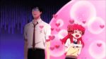  &gt;_&lt; 1boy 1girl :d animated animated_gif black_hair closed_eyes gekkan_shoujo_nozaki-kun happy heart nozaki_umetarou open_mouth orange_hair sakura_chiyo school_uniform smile xd 