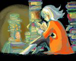  1girl book capelet coat grey_hair pants refill_sage shoes short_hair smile tales_of_(series) tales_of_symphonia 