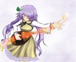  1girl closed_eyes g_(desukingu) instrument long_hair musical_note purple_hair touhou tsukumo_benben twintails 