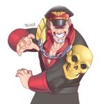  1boy alternate_costume beard capcom empty_eyes evil_grin evil_smile facial_hair fighting_stance goatee grey_hair grin hat looking_at_viewer open_collar simple_background skull smile solo street_fighter street_fighter_v talez upper_body vega 