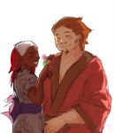  1boy 1girl akimichi_chouji artist_request bandanna brown_hair couple dango dark_skin facial_hair goatee happy husband_and_wife japanese_clothes karui kimono naruto naruto:_the_last redhead smile wagashi 