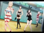  4girls animal_ears black_hair blonde_hair blush body_control breasts bunny_girl bunny_tail bunnysuit cleavage gloves haruno_sakura high_heels legwear maid mitarashi_anko multiple_girls naruto nurse open_mouth pink_hair rabbit_ears tail tsunade yuuhi_kurenai 