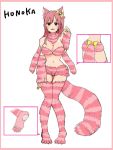  1girl breasts cat_ears character_sheet cheshire_cat_(cosplay) dead_or_alive fingerless_gloves full_body gloves hachuurui honoka_(doa) nail_polish navel pink_eyes pink_hair ribbon sharp_nails shorts simple_background smile solo tail white_background zettai_ryouiki 