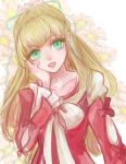  1girl aqua_eyes blonde_hair breasts claire_bennett dress flower lips long_hair open_mouth ribbon tales_of_(series) tales_of_rebirth 