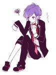  amo_(yellowpink_a) bags_under_eyes diabolik_lovers long_sleeves necktie purple_hair sakamaki_kanato school_uniform simple_background uniform violet_eyes white_background 