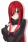 blush breasts cleavage erect_nipples erza_scarlet fairy_tail large_breasts long_hair murabito_sono2 redhead 