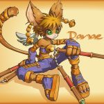  1girl animal_ears bell bell_earrings daena earrings furry green_eyes jewelry legend_of_mana nunchaku paseli seiken_densetsu tail weapon wings 