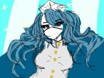  1girl blue_hair cure-chan female hat long_hair nurse nurse_cap original personification solo surgical_mask upper_body 