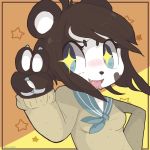  artist_request border brown_hair kenny_(ken_ashcorp) panda tagme upper_body v 