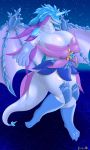  1girl artist_request breasts dragon female full_body furry gradient gradient_background horn outdoors red_eyes sky solo 