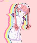  bat_wings ebola-chan flower nurse pink_hair rainbow tagme wings 