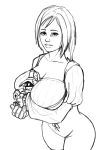  1girl breasts cleavage female final_fantasy final_fantasy_ix garnet_til_alexandros_xvii huge_breasts looking_at_viewer monochrome simple_background solo vivi_ornitier white_background 