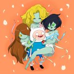  3girls adventure_time finn fruit_witch green_skin monster_girl multiple_girls witch 