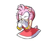  1girl amy_rose animated animated_gif closed_eyes coolblue dress furry gloves happy headband pink sega short_hair simple_background solo sonic_the_hedgehog 