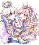  2boys 3girls artist_request blue_hair character_request closed_eyes father_and_daughter female fire_emblem fire_emblem:_kakusei fire_emblem_if mother_and_son multiple_boys multiple_girls nintendo olivia_(fire_emblem) pink_hair ponytail soleil_(fire_emblem_if) 