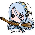  aqua_(fire_emblem_if) blue_hair blush chibi fire_emblem translation_request wood 