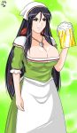  1girl black_hair blue_eyes breasts cleavage cleavage_cutout dress fantasy female green_dress jessica large_breasts long_hair solo standing zero_no_tsukaima 