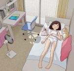  1girl bed bedroom cat child kiyo_(kyokyo1220) lying on_back on_bed original panties sleeping underwear white_panties 