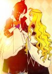  1boy 1girl black_hair blonde_hair couple double fairy_tail hand_holding heart jewlery long_hair mavis_vermilion zeref 