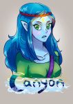  adventure_time blue_hair blue_skin canyon_(adventure_time) green_eyes pointy_ears 