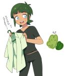  blue_eyes green_hair pants pokemon pokemon_(anime) shirt shota_(pokemon) treecko 